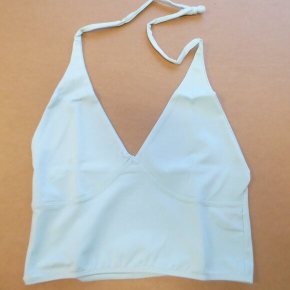 Boutique Europa V-Neck Halter Top - Size: Small - Color: Seafoam Blue - Picture 1 of 4